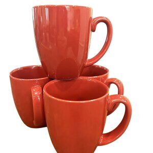 Corelle Ware Set Of 4 Red Ceramic Coffee Mugs 12 Oz Each Durable & Stylish Desig